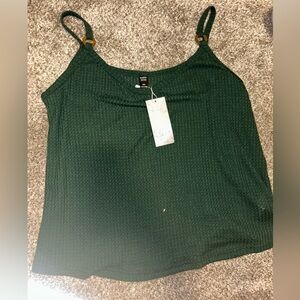 Green Waffle Knit Tank Size 1X